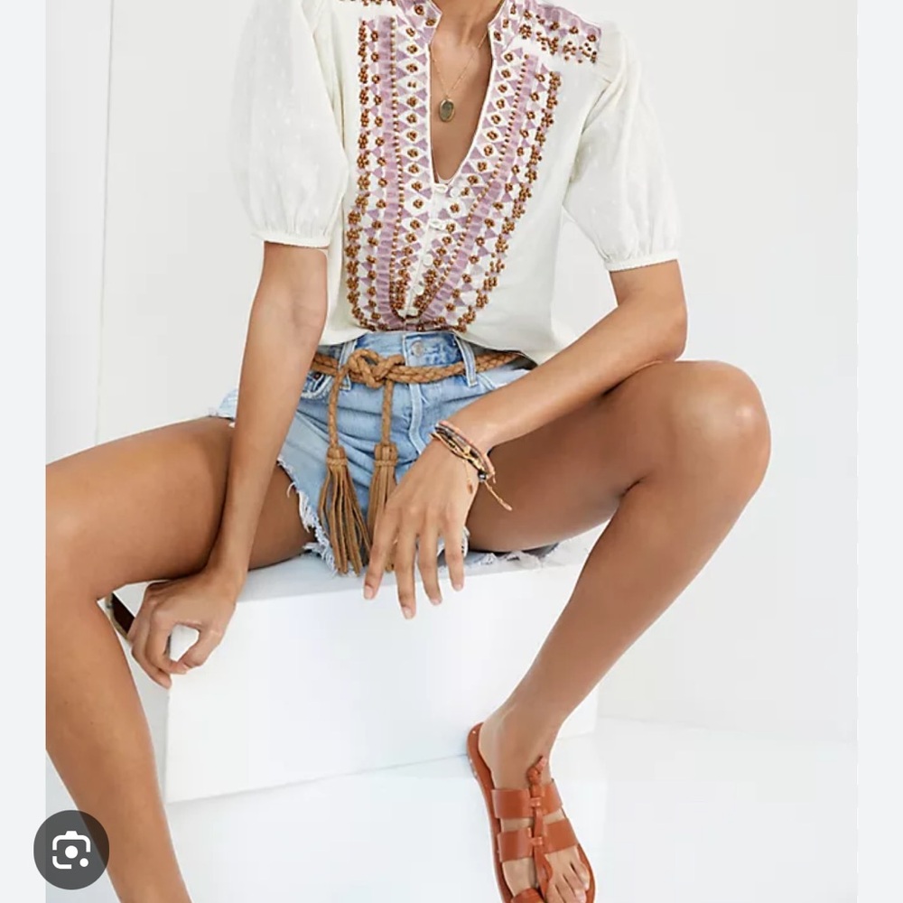 Anthropologie Forever that girl Bead Embroidered peasant blouse